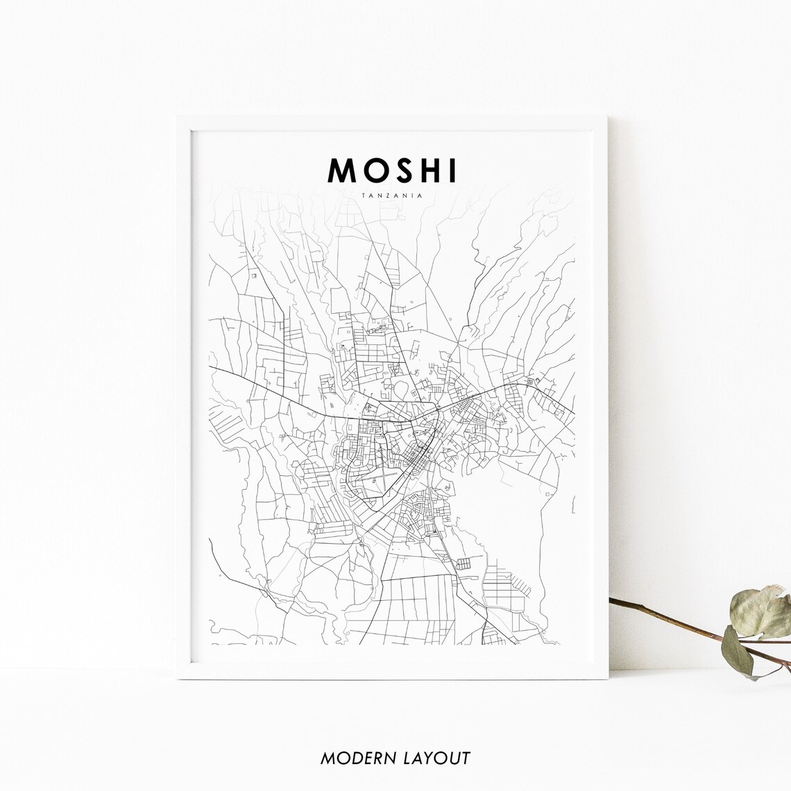 Moshi Tanzania Map Poster, Nursery Room Decor
