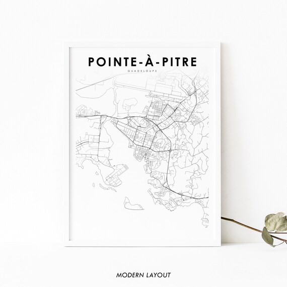 Pointeapitre Guadeloupe Map Print Pointepitre Art Poster City Street Nursery Room Wall Office Decor
