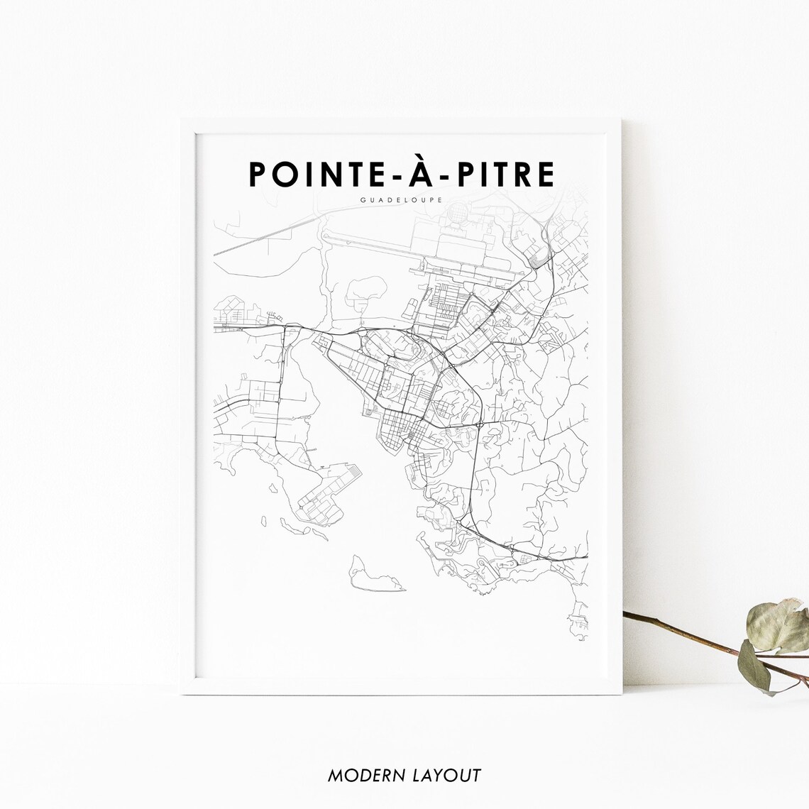 Pointe-à-Pitre Guadeloupe City Street Map Minimalist Travel Poster