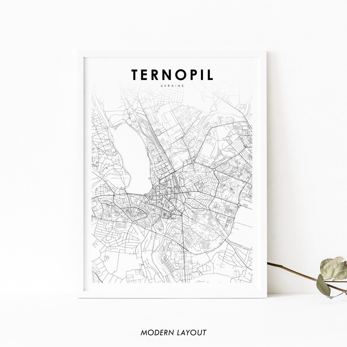 Ternopil Ukraine Map Art Print, Nursery Room Decor