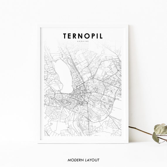 Ternopil Ukraine Map Art Print, Nursery Room Decor