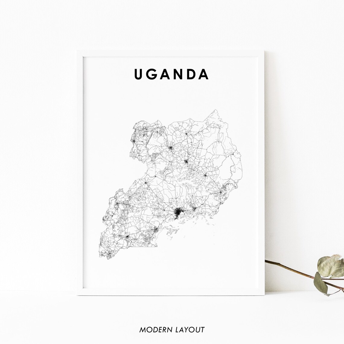 Uganda Map Print, Kampala Africa Nursery Decor