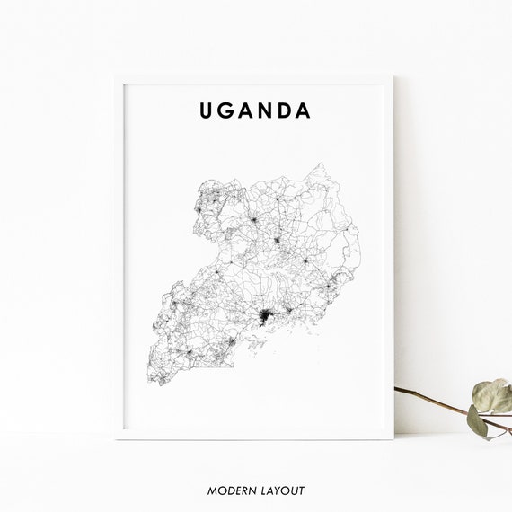 Uganda Map Print, Kampala Africa Nursery Decor