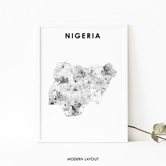 Nigeria Map Print, Africa Travel Poster
