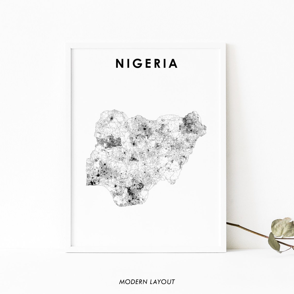 Nigeria Map Print, Africa Travel Poster