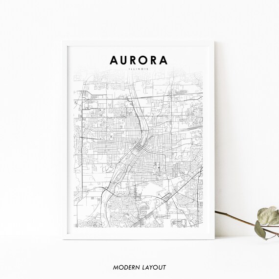 Aurora Illinois Minimalist City Street Map Modern Layout Poster