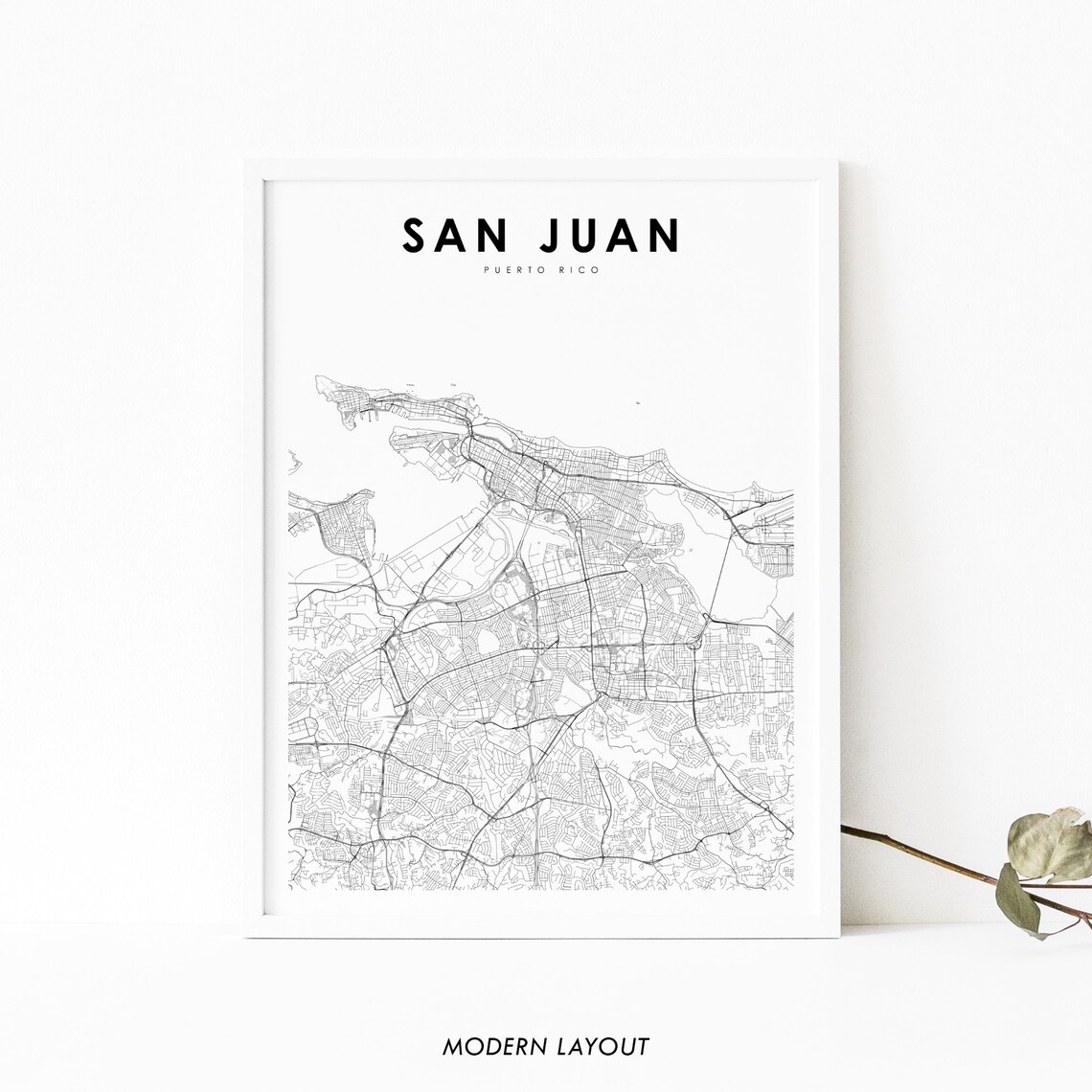 San Juan Puerto Rico Map Poster, Nursery Room Decor