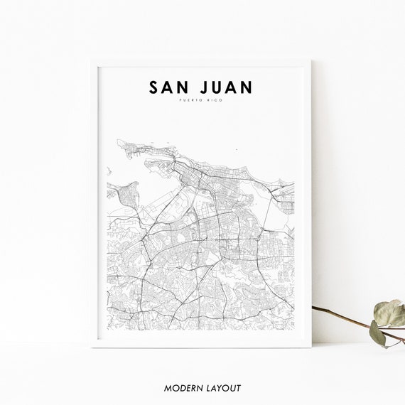San Juan Puerto Rico Map Poster, Nursery Room Decor