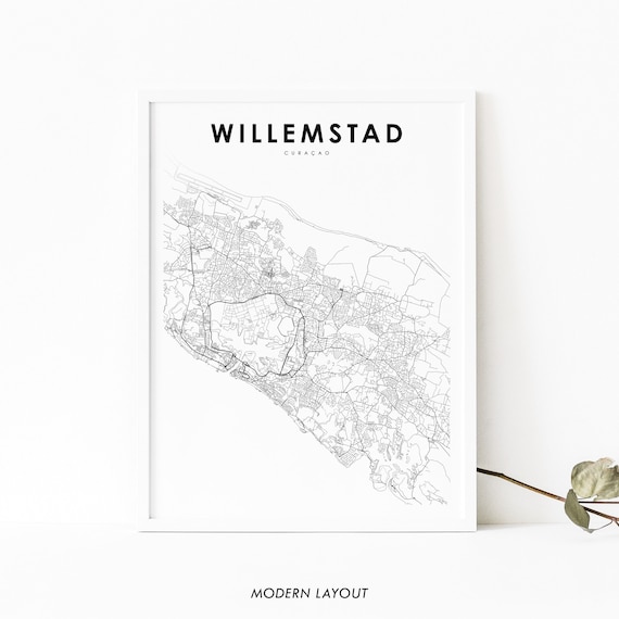 Willemstad Curacao Map Print Curaao Art Poster Netherlands City Street Road Nursery Room Wall Office Decor
