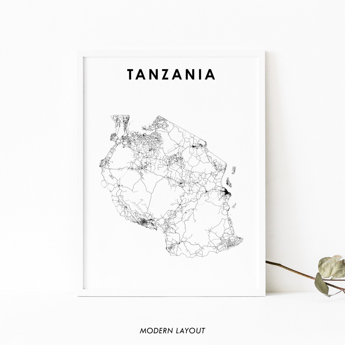 Tanzania Map Print, Nursery and Office Decor