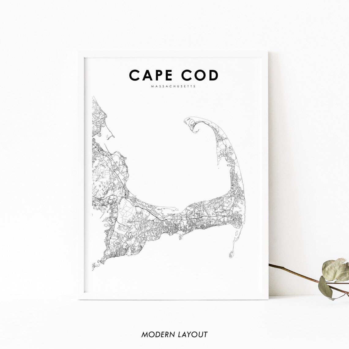 Cape Cod MA Map Print, Massachusetts Travel Poster