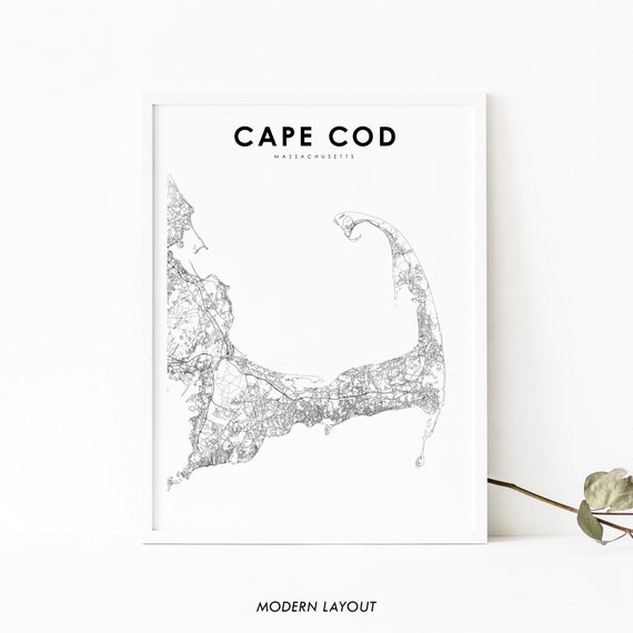 Cape Cod MA Map Print, Massachusetts Travel Poster