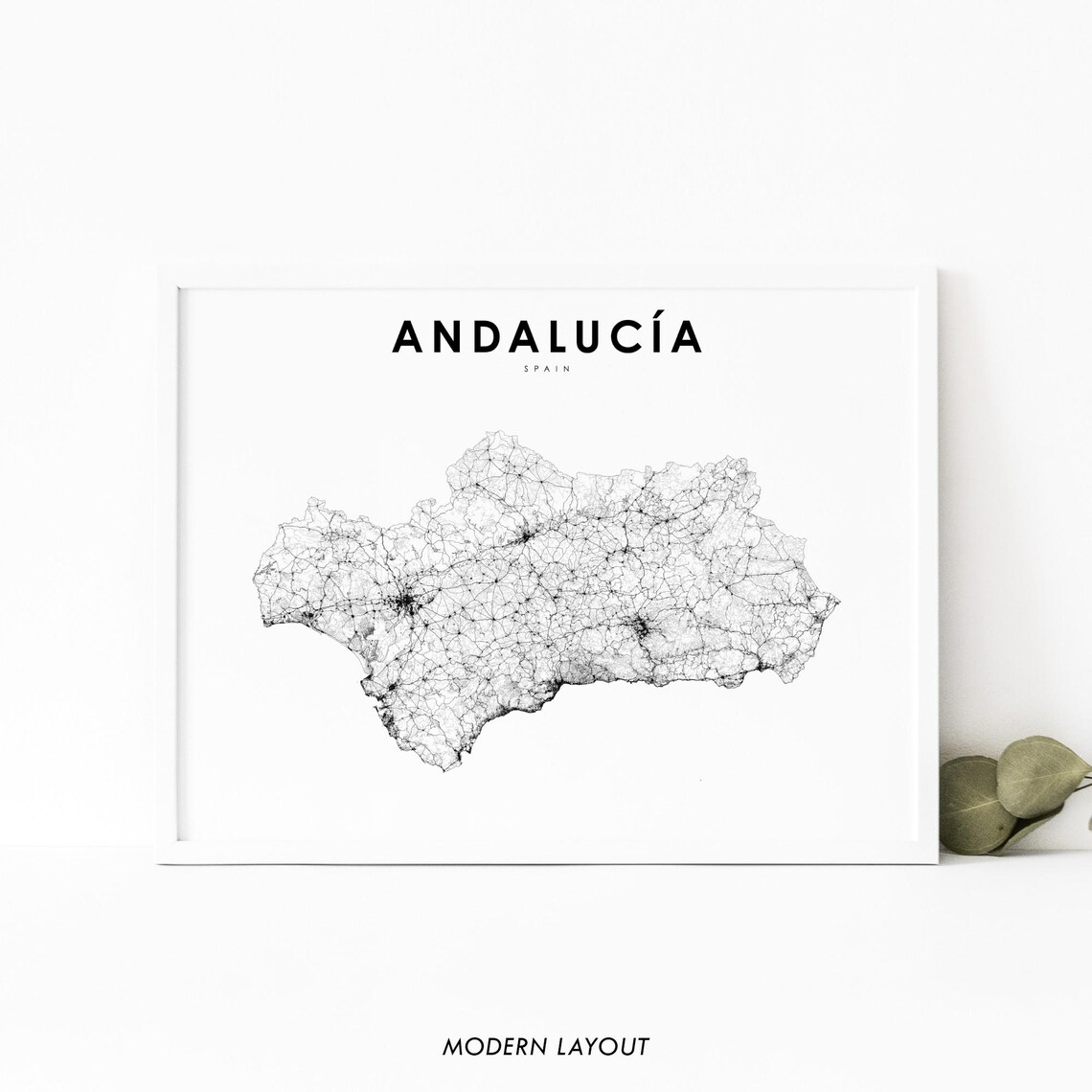 Andalusia Spain Map Print, Seville Room Wall Decor
