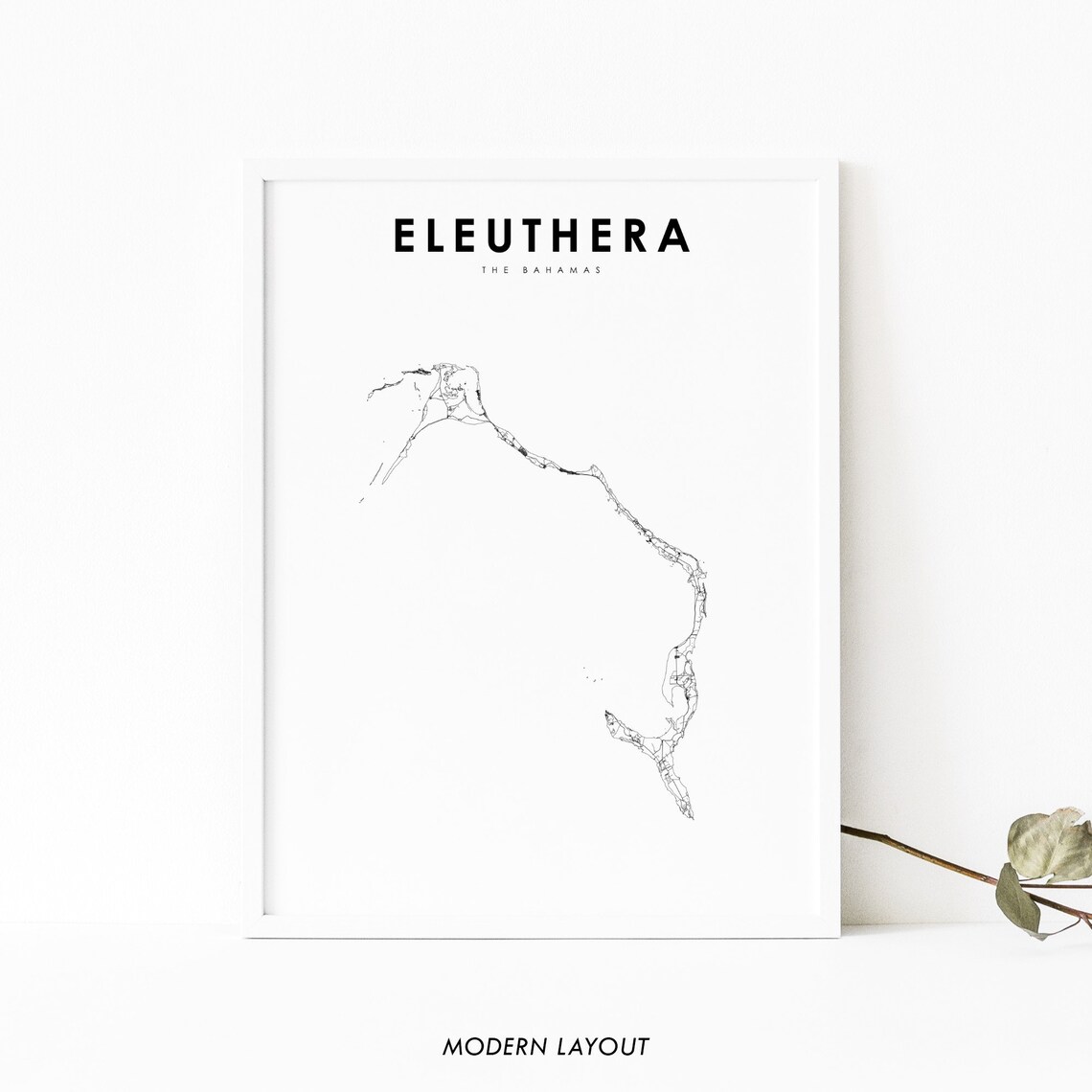 Eleuthera The Bahamas Map Poster, Nursery Decor