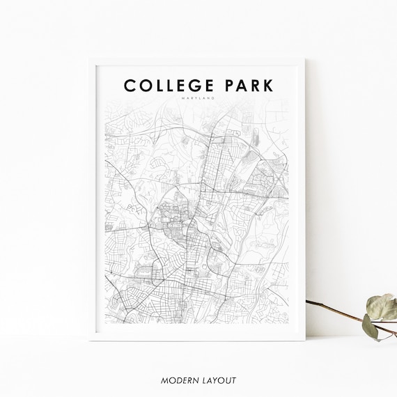 College Park Md Map Print, Minimalist Art Poster