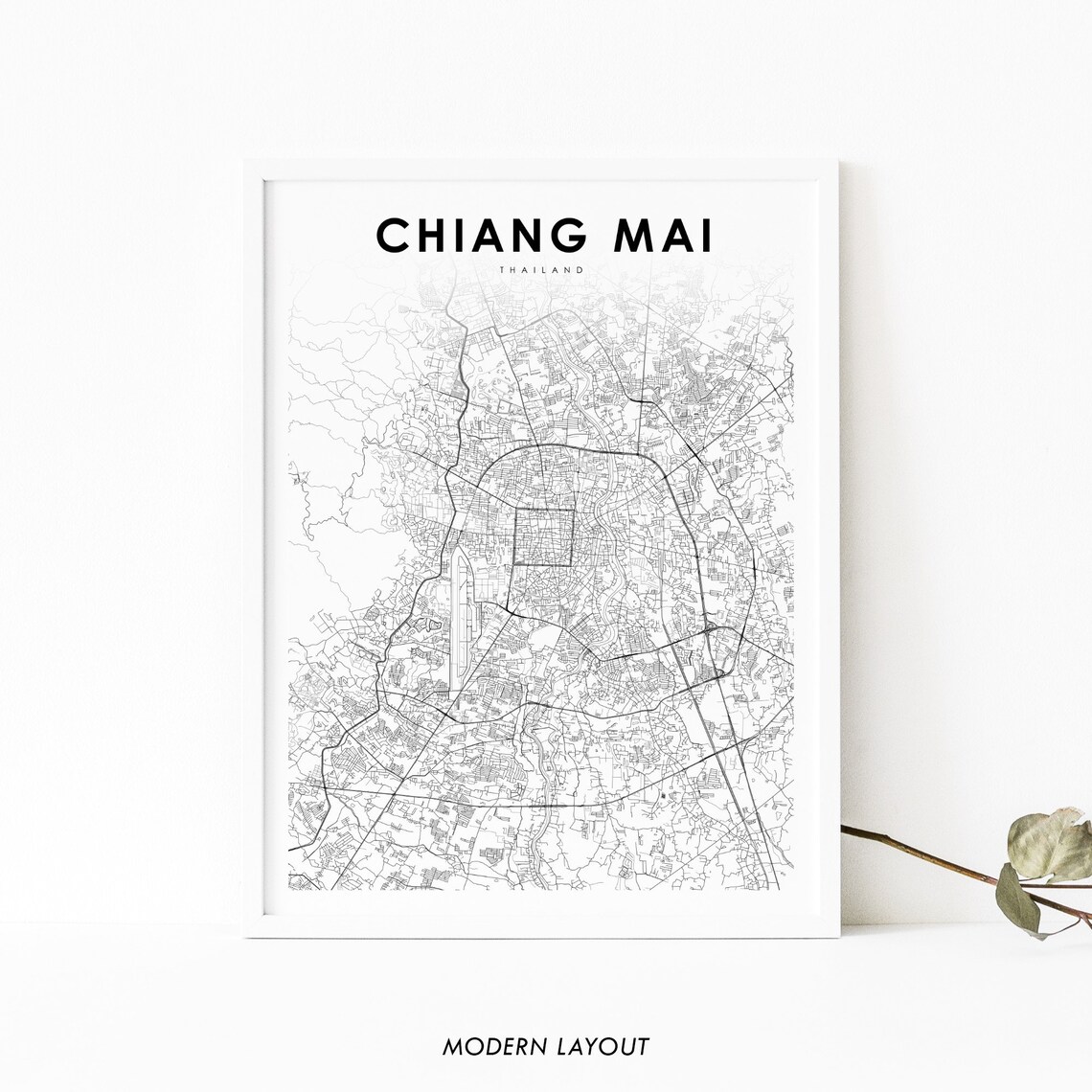 Chiang Mai Thailand Map Art Print, City Map Poster