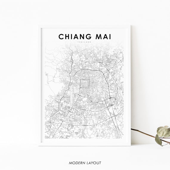 Chiang Mai Thailand Map Art Print, City Map Poster