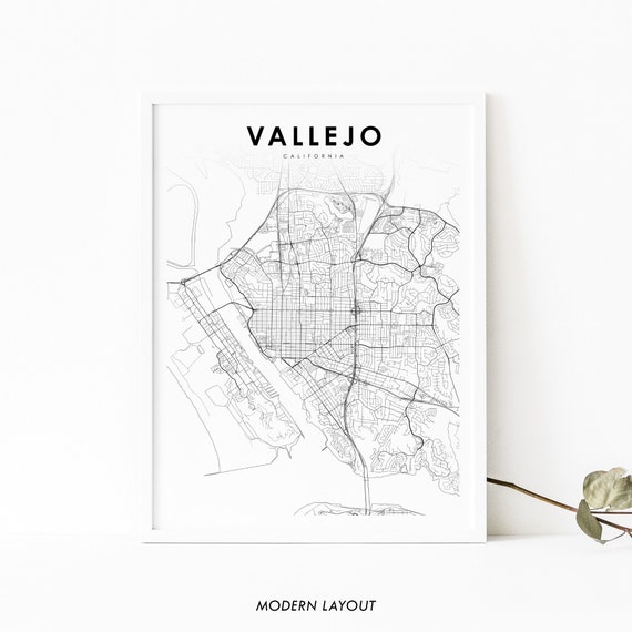 Vallejo, CA Map Art Print, Solano County Street