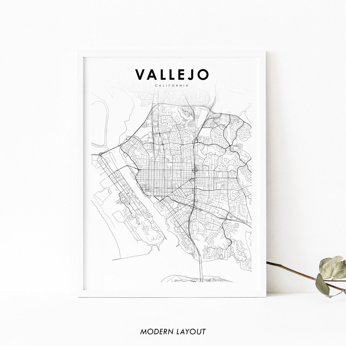 Vallejo, CA Map Art Print, Solano County Street