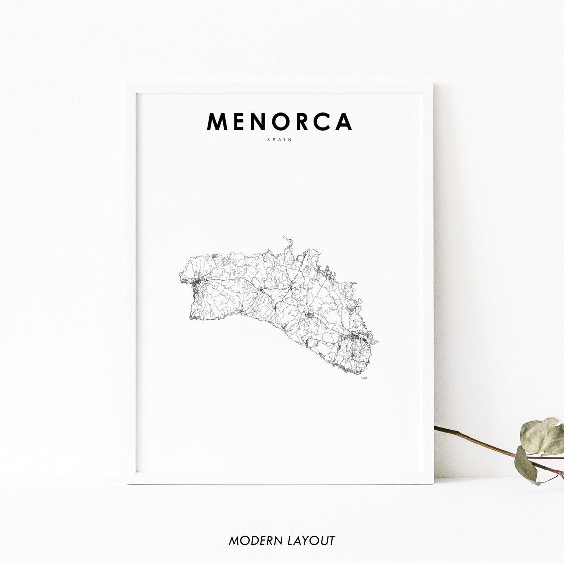 Menorca Spain Map Print, Balearic Islands Art