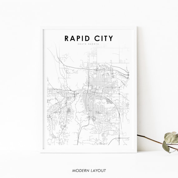 Rapid City South Dakota USA Minimalist City Street Map Wall Print