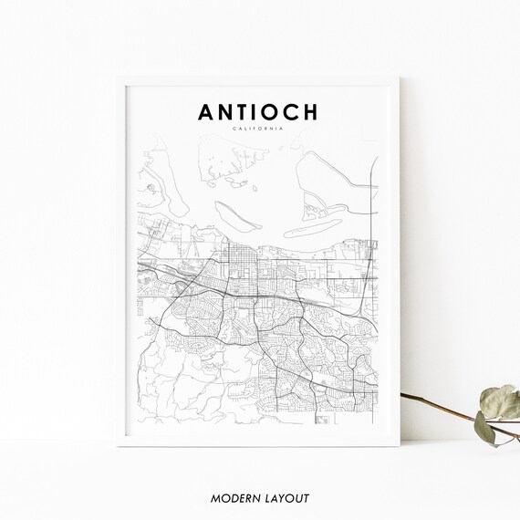 Antioch Ca Map Print Usa Art Poster East Bay City Street Road Nursery Room Wall Office Decor
