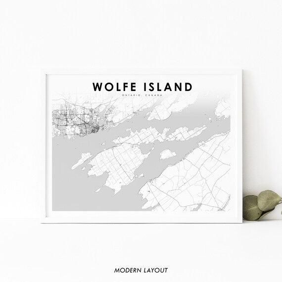 Wolfe Island Ontario Map Print On Canada Art Poster Frontenac Islands Road Nursery Room Office Wall Decor