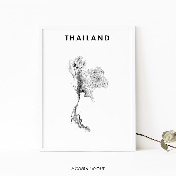 Thailand Map Print Country Road Poster Ratchaanachak Thai Siam Bangkok Art Nursery Room Wall Office Decor