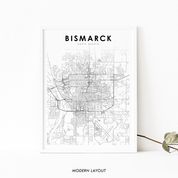 Bismarck Nd Map Print North Dakota Usa Art Poster City Street Road Nursery Room Wall Office Decor