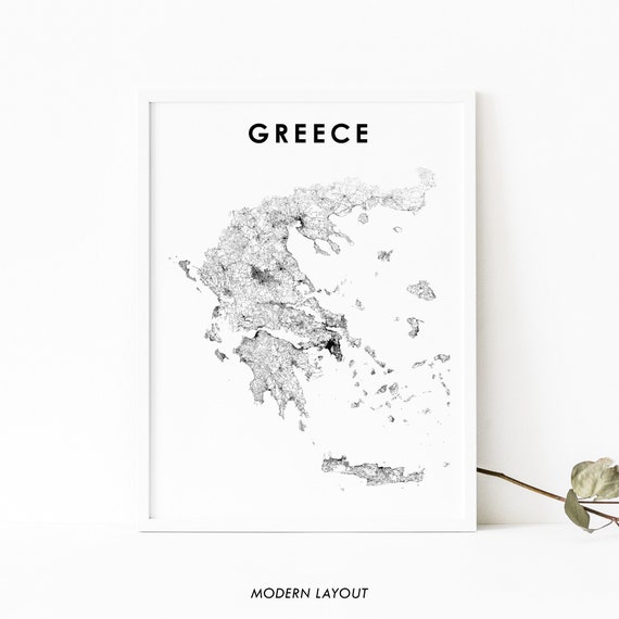 Greece Map Print, Road Poster for Nursery Decor