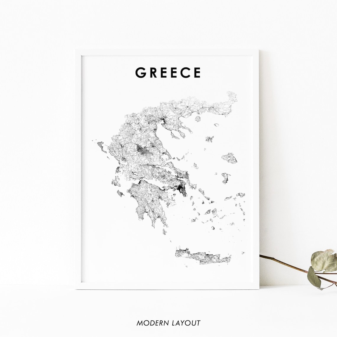 Greece Map Print, Road Poster for Nursery Decor
