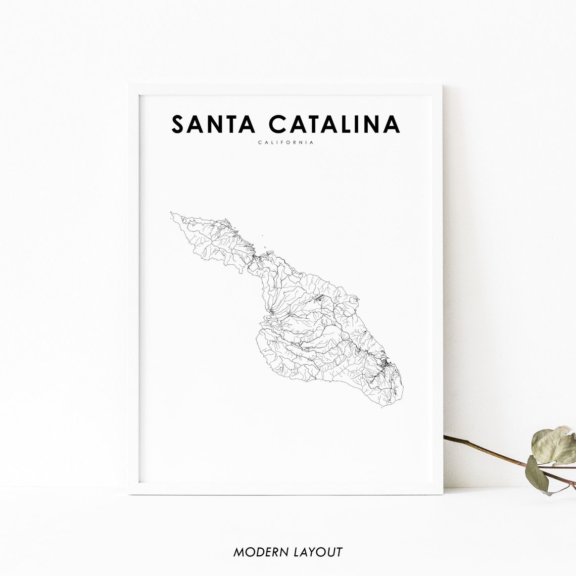 Santa Catalina Island California Minimalist Street Map Poster