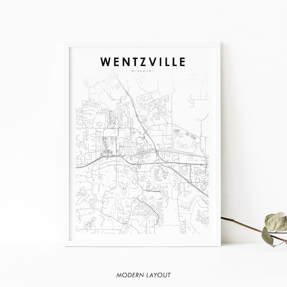 Wentzville Missouri Minimalist City Map Poster Modern Black and White