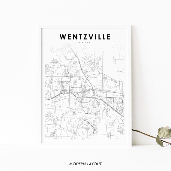 Wentzville Mo Map Print Missouri Usa Art Poster St Louis City Street Road Nursery Room Wall Office Decor
