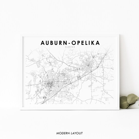 Auburnopelika Al Map Print Alabama Usa Art Poster City Street Road Nursery Room Office Wall Decor