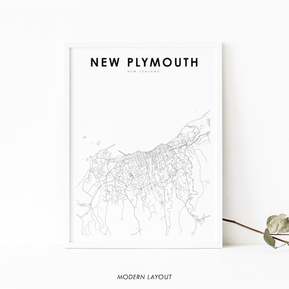 New Plymouth New Zealand Minimalist City Street Map Vintage Poster