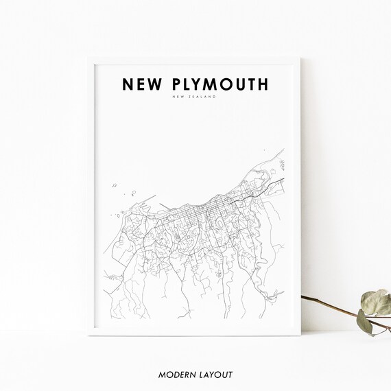 New Plymouth Zealand Map Print Art Poster Taranaki City Street Road Nursery Room Wall Office Decor