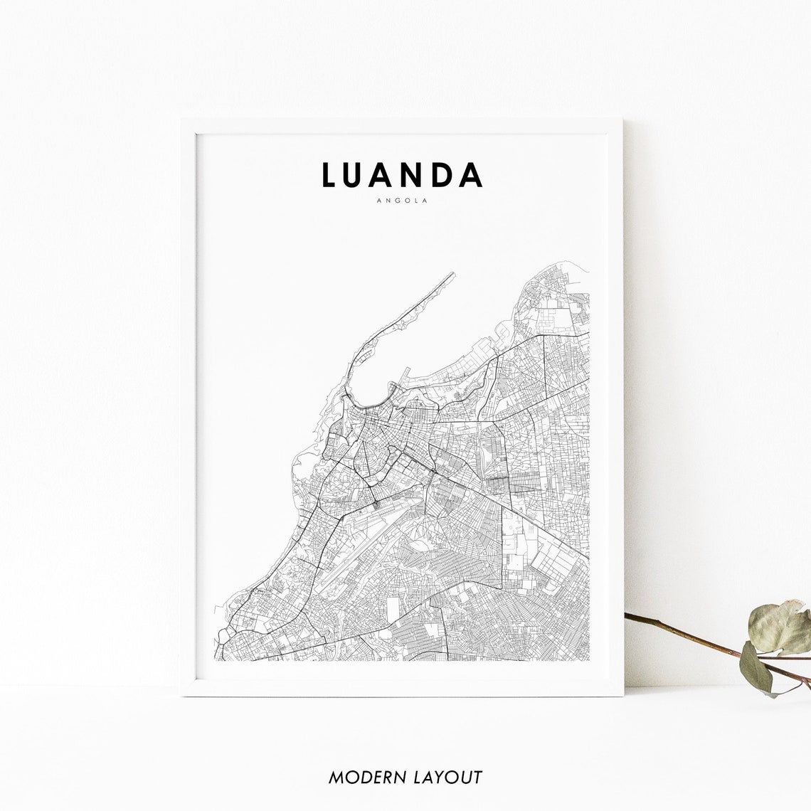 Luanda Angola Minimalist Capital City Street Map Modern Layout Poster