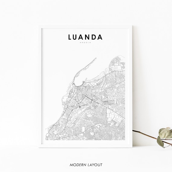 Luanda Angola Map Print Art Poster So Paulo Loanda Africa City Road Street Nursery Room Wall Office Decor