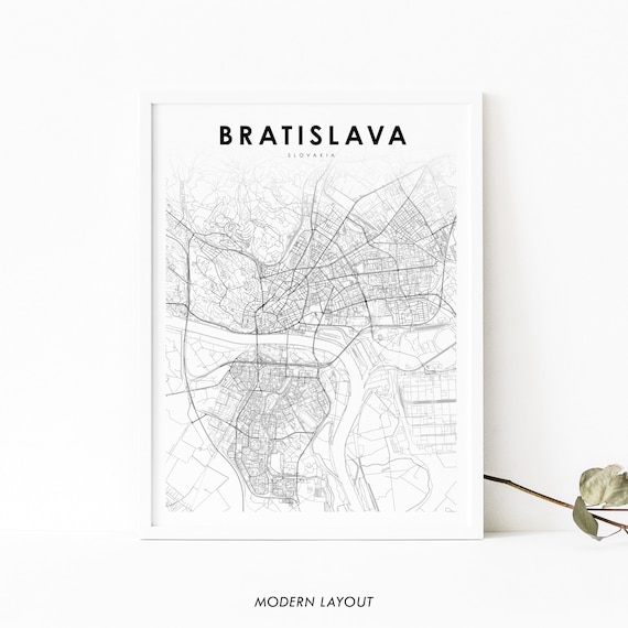 Bratislava Slovakia Map Print Art Poster Pressburg City Street Road Printnursery Room Wall Office Decor