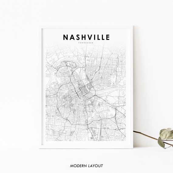 Nashville TN Map Poster, Tennessee USA Street Map