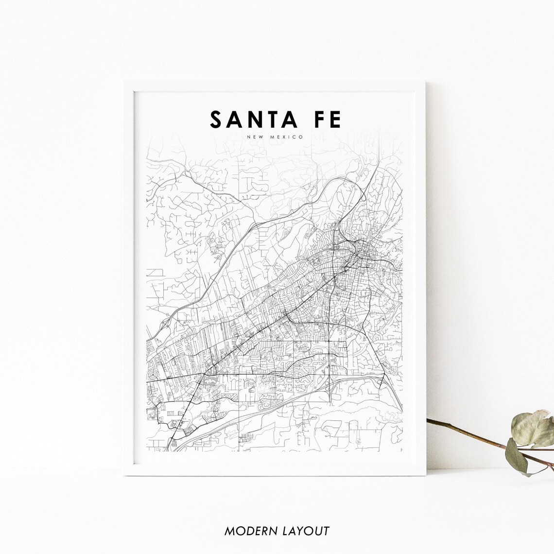 Santa Fe NM Map Print, New Mexico Wall Art