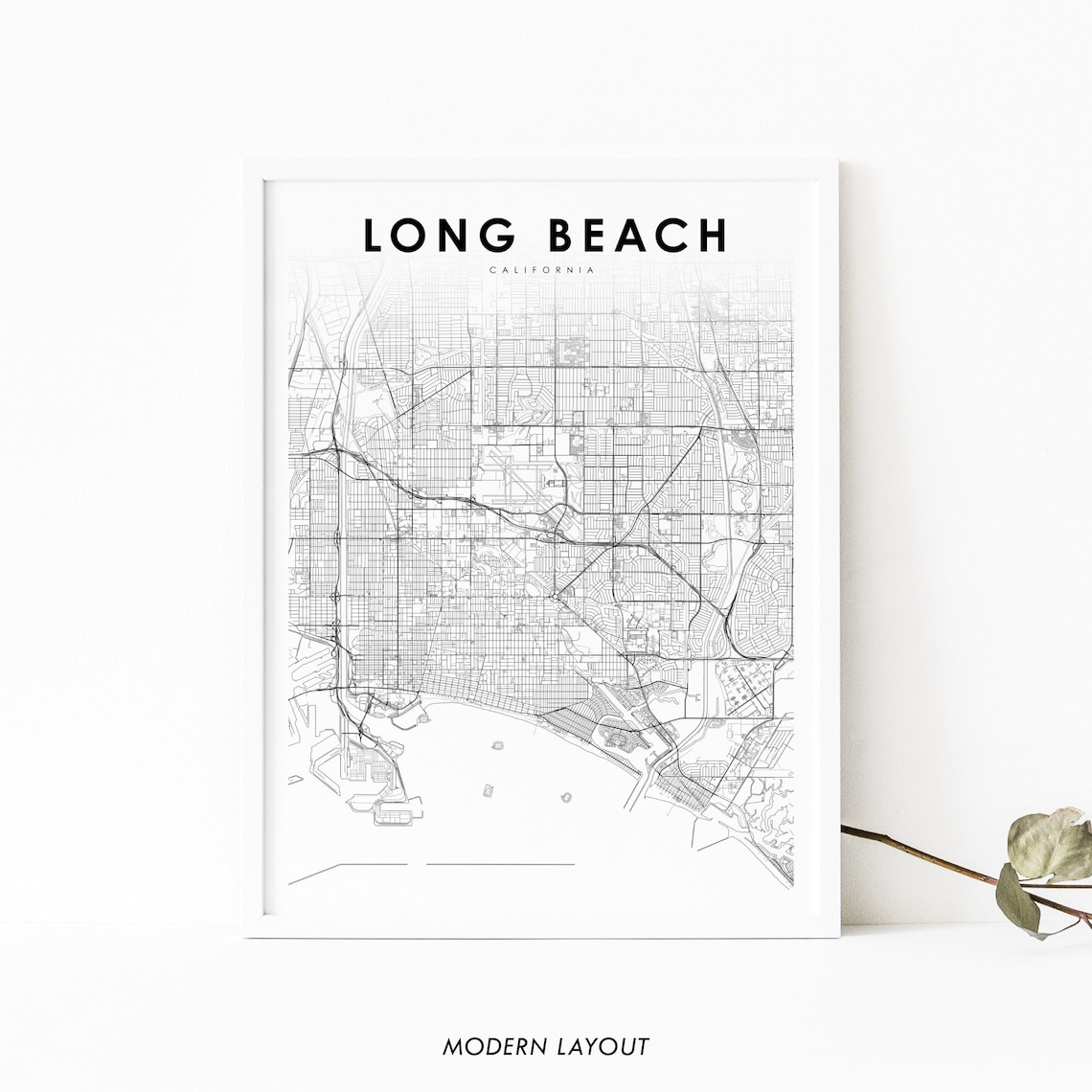 Long Beach, CA Map Poster, Nursery Room Decor