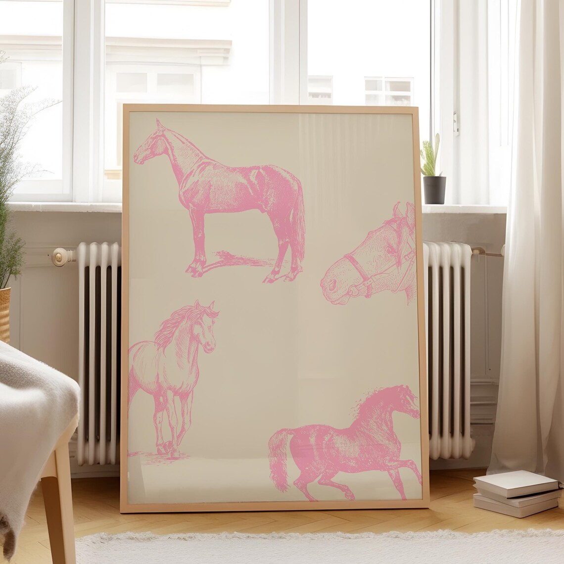 Pink Horse Illustration Art Print, Vintage Equestrian - Image 5