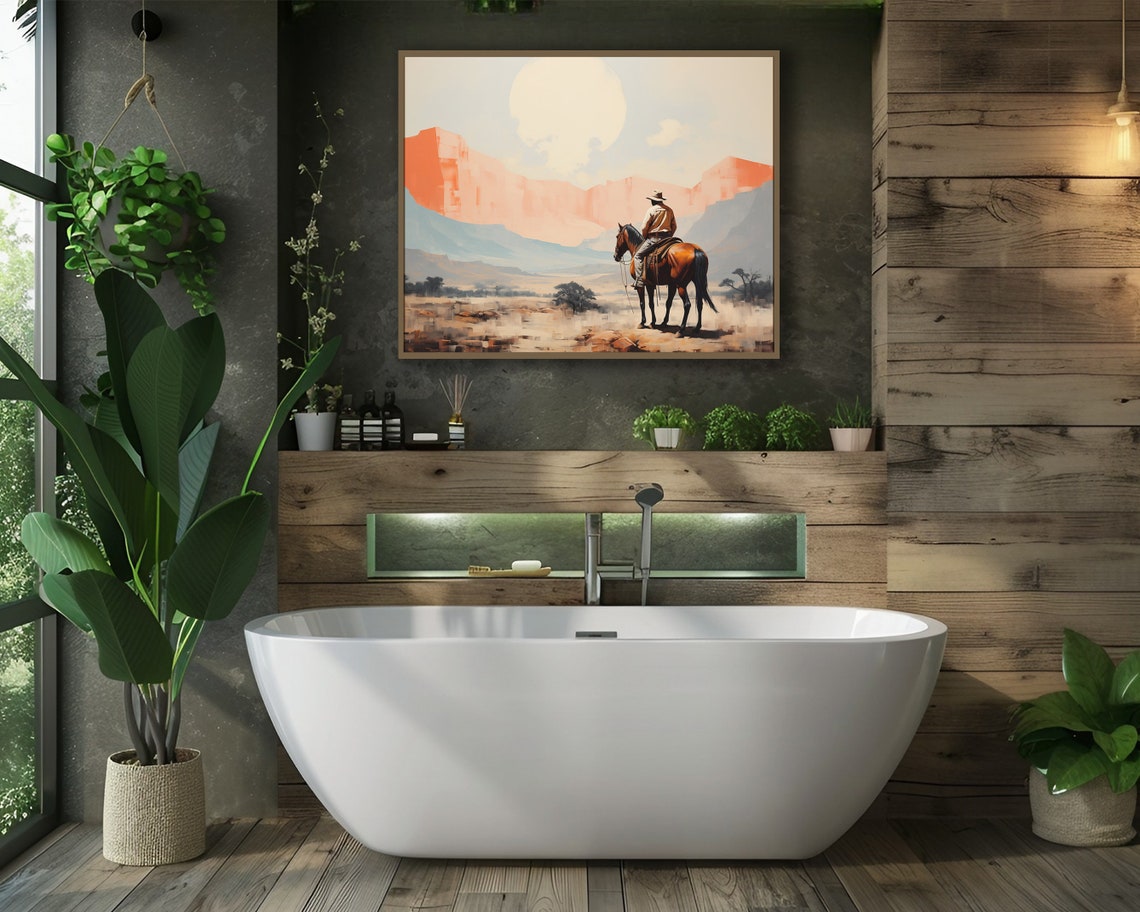 Southwest Cowboy Abstract Art Print Western Living Room Decor Bedroom Art Home Decor Over The Bed Art Ranch Home Decor Desert Wall Art - Image 2