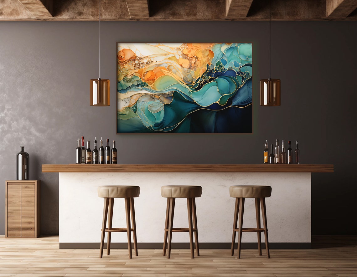 Abstract Wall Art Bold Beautiful Blue Orange Beige And Teal Poster Home Decor Modern Art Home Office Decor Statement Piece Unique Art - Image 4
