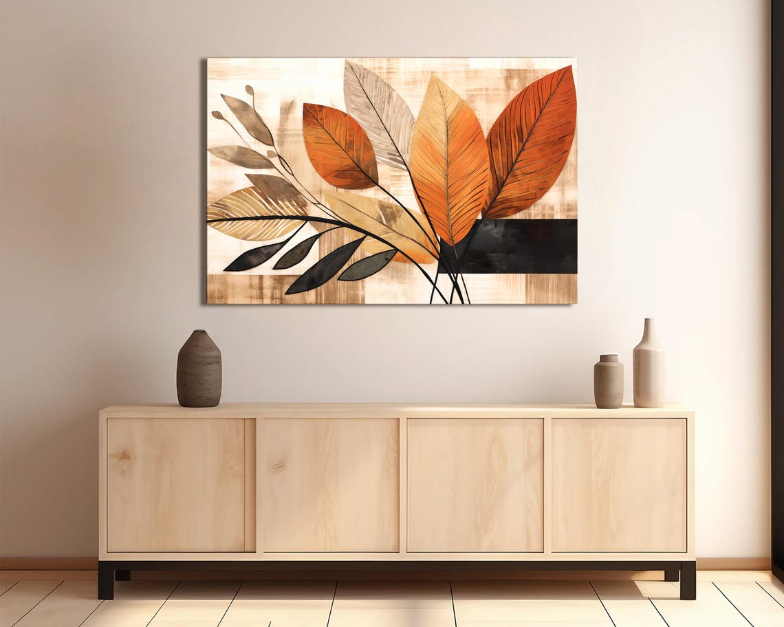 Rust Orange Autumn Leaves Botanical Branch Warm Neutral Art Poster - Image 3