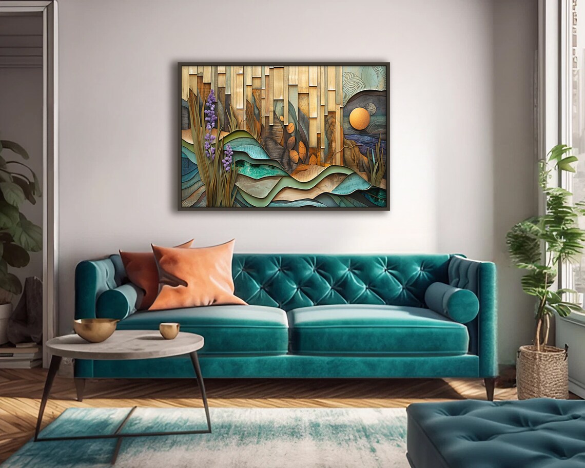 Abstract Nature Landscape Art Print, Modern Surreal Woodgrain - Image 3