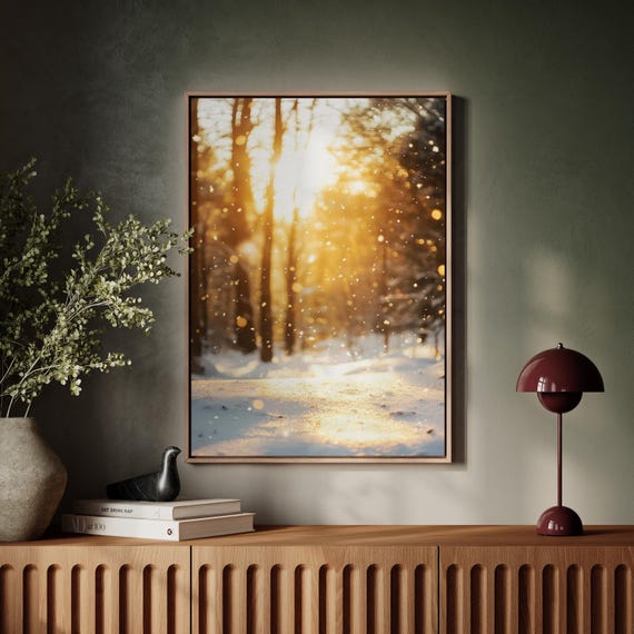 Winter Wonderland Wall Art Snowfall Photography Wall Decor Nature Photography Art Snowy Forest Scene Art Print Cozy Winter Wall Art