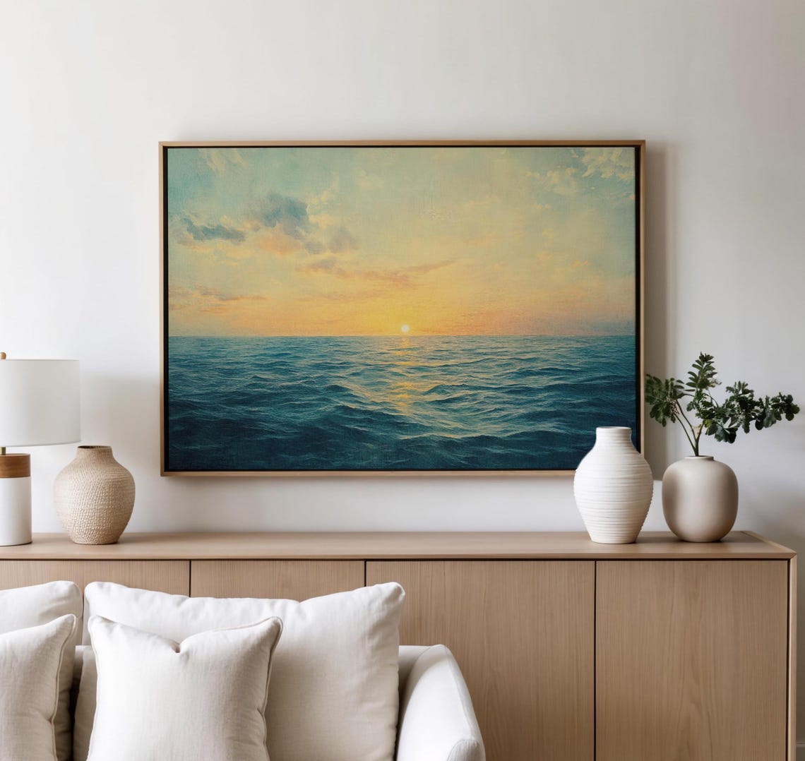Calm Ocean Sunset With a Soft Pastel Sky and Gentle Waves Poster - Image 4